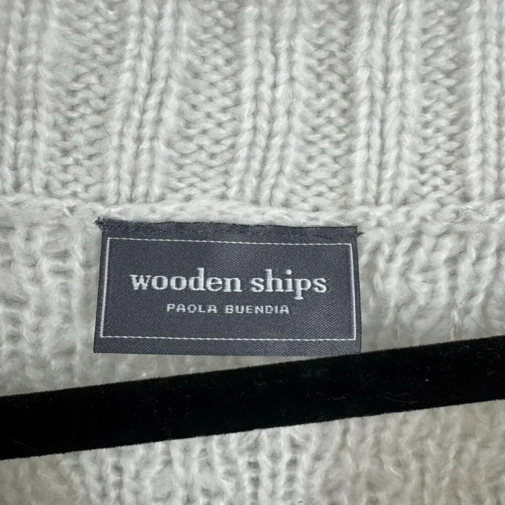 Wooden Ships Oversized Sweater S M Chunky Open Knit Mohair Wool Preppy Nautical - Picture 6 of 7
